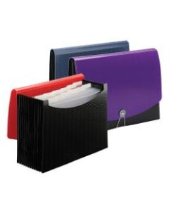 Smead Wave 12-Pocket Poly Expanding File, Letter Size, 8 1/2in x 11in, Purple/Black