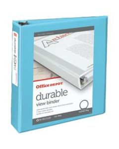 Office Depot Brand Durable View 3-Ring Binder, 2in Round Rings, 49% Recycled, Jeweler Blue