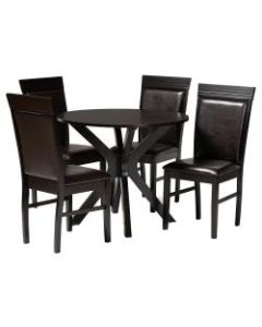 Baxton Studio Jeane Dining Set, 29-15/16inH x 35-7/16inW x 35-7/16inD, Dark Brown/Espresso Brown