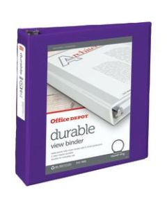 Office Depot Brand Durable View 3-Ring Binder, 2in Round Rings, 49% Recycled, Purple