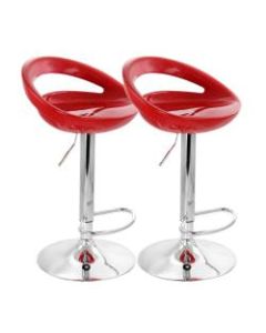 Elama Retro Adjustable Bar Stools, Red/Chrome, Set Of 2 Stools
