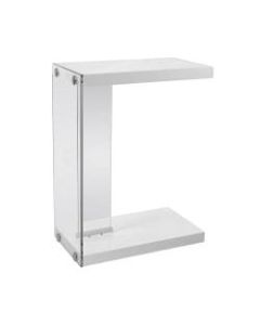 Monarch Specialties Accent Table With Glass Base, Rectangle, Glossy White