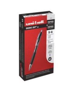 uni-ball 207 Retractable Fraud Prevention Gel Pens, Medium Point, 0.7 mm, Black Barrels, Purple Ink, Pack Of 12