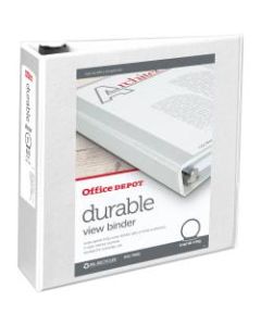 Office Depot Brand Durable View 3-Ring Binder, 3in Round Rings, 49% Recycled, White