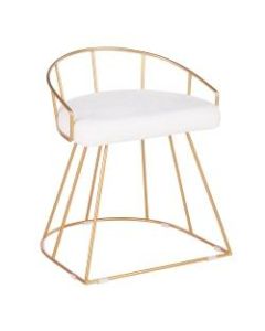 LumiSource Canary Vanity Stool, White Seat/Gold Frame