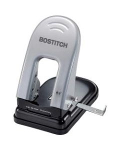 Bostitch EZ Squeeze 40 Two-Hole Punch - 2 Punch Head(s) - 40 Sheet Capacity - 9/32in Punch Size - 6.5in x 2.8in - Black, Silver