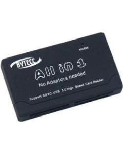Bytecc U3CR-630 USB3.0 6-slots All-IN-1 Palm-sized Card Reader/Writer, Black - SDHC, SDXC, CompactFlash Type I, CompactFlash Type II, microSD, microSDHC, Memory Stick, Memory Stick PRO, Microdrive, MultiMediaCard (MMC), Memory Stick XC