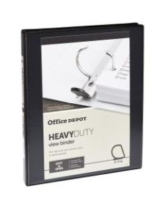 Office Depot Brand Heavy-Duty View 3-Ring Binder, 1/2in D-Rings, 49% Recycled, Black