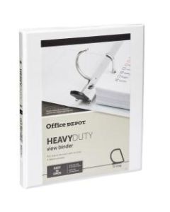 Office Depot Brand Heavy-Duty View 3-Ring Binder, 1/2in D-Rings, 49% Recycled, White