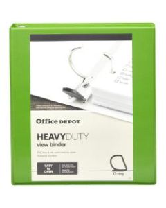 Office Depot Heavy-Duty View 3-Ring Binder, 1in D-Rings, 49% Recycled, Army Green