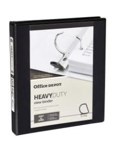 Office Depot Brand Heavy-Duty View 3-Ring Binder, 1in D-Rings, 49% Recycled, Black
