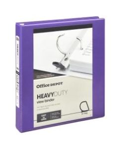 Office Depot Heavy-Duty View 3-Ring Binder, 1in D-Rings, 49% Recycled, Purple