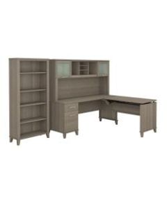 Bush Furniture Somerset 72inW 3 Position Sit to Stand L Shaped Desk With Hutch And Bookcase, Ash Gray, Standard Delivery