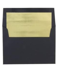 JAM Paper Booklet Envelopes, A8, Gummed Seal, 30% Recycled, Black/Gold, Pack Of 25