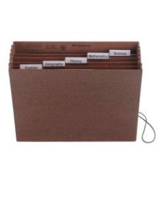 Smead Subject Expanding File, 6 Pocket, 12inx10in, Letter Size, 5 1/4in Expansion, 30% Recycled, Brown