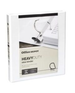 Office Depot Brand Heavy-Duty View 3-Ring Binder, 1in D-Rings, 49% Recycled, White