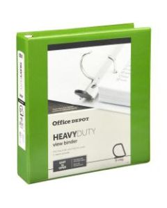 Office Depot Heavy-Duty View 3-Ring Binder, 1 1/2in D-Rings, 49% Recycled, Army Green