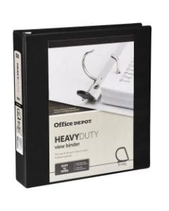 Office Depot Brand Heavy-Duty View 3-Ring Binder, 1 1/2in D-Rings, 49% Recycled, Black