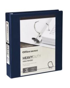 Office Depot Heavy-Duty View 3-Ring Binder, 1 1/2in D-Rings, 49% Recycled, Navy