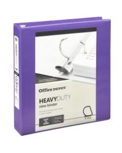 Office Depot Heavy-Duty View 3-Ring Binder, 1 1/2in D-Rings, 49% Recycled, Purple