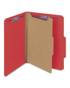 Smead Classification Folders, With SafeSHIELD Coated Fasteners, 1 Divider, 2in Expansion, Letter Size, 50% Recycled, Red, Box Of 10