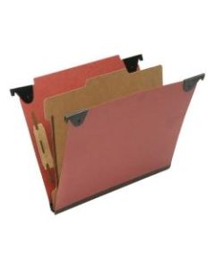 SKILCRAFT Straight Tab Cut Letter Recycled Hanging Folder - 2in Folder Capacity - 8 1/2in x 11in - Top Tab Position - 1 Divider(s) - Pressboard, Kraft, Fiber - Red - 60% - 10 / Box - TAA Compliant