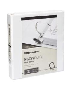 Office Depot Brand Heavy-Duty View 3-Ring Binder, 1 1/2in D-Rings, 49% Recycled, White