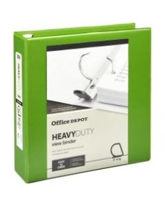 Office Depot Brand Heavy-Duty View 3-Ring Binder, 2in D-Rings, 49% Recycled, Army Green