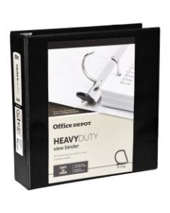 Office Depot Brand Heavy-Duty View 3-Ring Binder, 2in D-Rings, 49% Recycled, Black