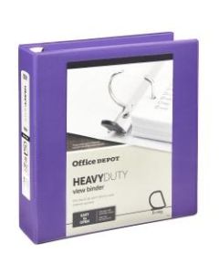 Office Depot Heavy-Duty View 3-Ring Binder, 2in D-Rings, 49% Recycled, Purple
