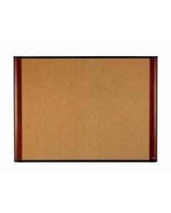 3M Cork Bulletin Board, 24in x 36in, Aluminum Frame With Mahogany Finish