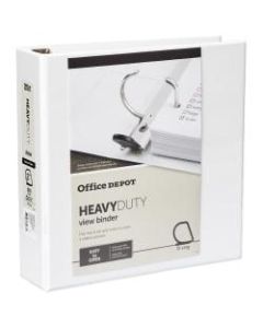 Office Depot Brand Heavy-Duty View 3-Ring Binder, 2in D-Rings, 49% Recycled, White