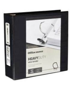 Office Depot Brand Heavy-Duty View 3-Ring Binder, 3in D-Rings, 49% Recycled, Black