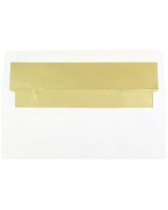 JAM Paper Booklet Envelopes, #10, Gummed Seal, Gold/White, Pack Of 25