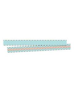 Barker Creek Double-Sided Border Strips, 3in x 35in, Chevron Turquoise, Set Of 24