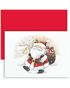 Great Papers! Holiday Greeting Cards, 5 5/8in x 7 7/8in, Happy Santa, Pack Of 18