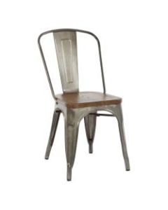 Office Star Indio Metal Chairs, Vintage Ash Walnut/Matte Gunmetal, Set Of 2 Chairs