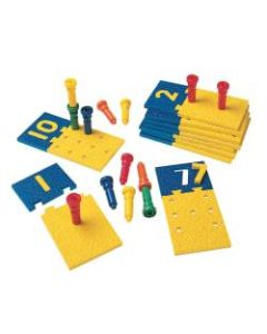 Playmonster Number Puzzle Boards And Pegs, 4inH x 8inW x 13 1/2inD, Grades Pre-K - 3, Pack Of 75