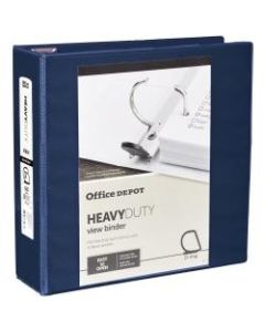 Office Depot Heavy-Duty View 3-Ring Binder, 3in D-Rings, 49% Recycled, Navy
