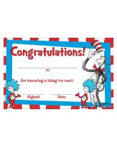 Amscan Dr. Seuss Cat In The Hat Certificates, 5-1/2in x 8-1/2in, Multicolor, 36 Certificates Per Pack, Set Of 3 Packs