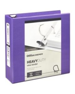 Office Depot Heavy-Duty View 3-Ring Binder, 3in D-Rings, 49% Recycled, Purple