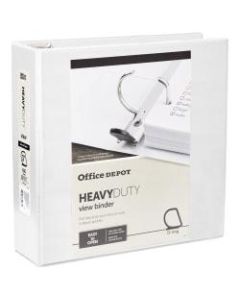 Office Depot Brand Heavy-Duty View 3-Ring Binder, 3in D-Rings, 49% Recycled, White