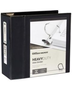 Office Depot Brand Heavy-Duty View 3-Ring Binder, 5in D-Rings, 49% Recycled, Black