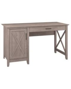 Bush Furniture Key West 54inW Single Pedestal Desk, Washed Gray, Standard Delivery