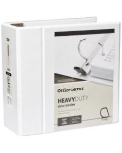 Office Depot Brand Heavy-Duty View 3-Ring Binder, 5in D-Rings, 49% Recycled, White