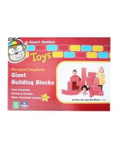 Smart Monkey ImagiBRICKS Giant 16-Piece Building Block Set, Red