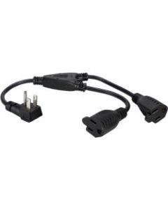 QVS 4-Pack 12 Inches 90degree Flat-Plug OutletSaver AC Power Splitter Adaptor - For UPS, Power Strip - Black - 1 ft Cord Length - 4
