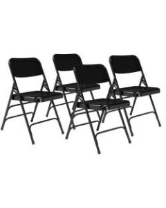 National Public Seating Steel Triple-Brace Folding Chairs, Black, Set Of 4 Chairs
