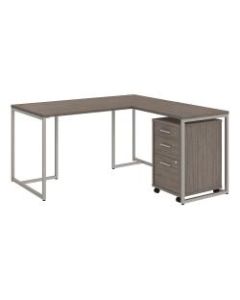 kathy ireland Office by Bush Business Furniture Method 60inW L Shaped Desk with 30inW Return and Mobile File Cabinet, Cocoa, Premium Installation