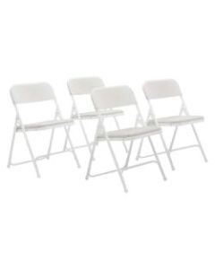 National Public Seating Lightweight Plastic Folding Chairs, White, Set Of 4 Chairs